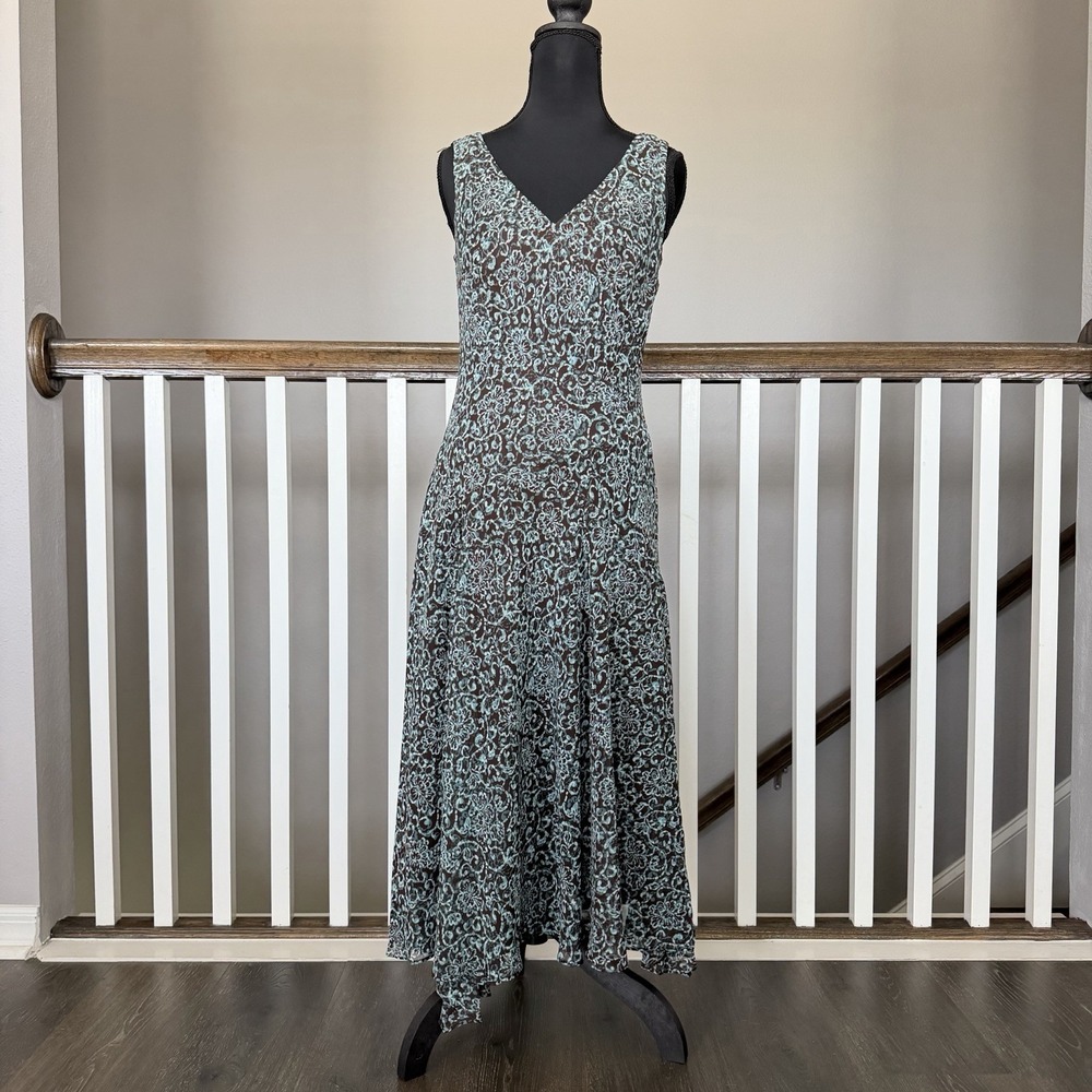 Evan Picone Whimsigoth 90s Asymmetrical Dress Sz 4 Floral Y2K Romantic Office